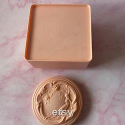 Vintage Evyan White Shoulders Pink Plastic Art Nouveau Dusting Powder Box, Empty Box, Vintage Vanity