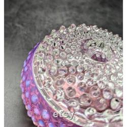 Vintage Fenton Cranberry Opalescent Hobnail Glass Covered Powder Jar Lid