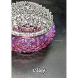 Vintage Fenton Cranberry Opalescent Hobnail Glass Covered Powder Jar Lid