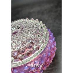 Vintage Fenton Cranberry Opalescent Hobnail Glass Covered Powder Jar Lid