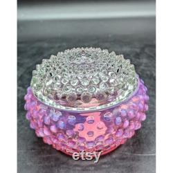 Vintage Fenton Cranberry Opalescent Hobnail Glass Covered Powder Jar Lid