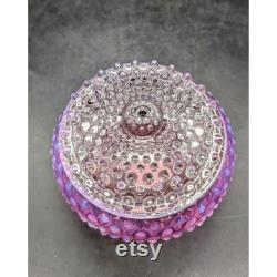 Vintage Fenton Cranberry Opalescent Hobnail Glass Covered Powder Jar Lid