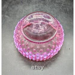 Vintage Fenton Cranberry Opalescent Hobnail Glass Covered Powder Jar Lid