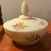 Vintage Fenton Custard Satin Glass Powder Dish with Lid Hand Painted and Signed F. Baxter Lover Antiques and Vintage