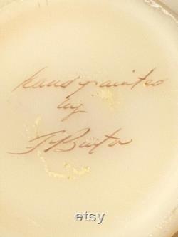 Vintage Fenton Custard Satin Glass Powder Dish with Lid Hand Painted and Signed F. Baxter Lover Antiques and Vintage