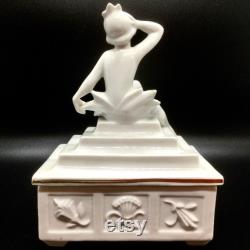 Vintage Figural Art Deco Woman Covered Box Germany