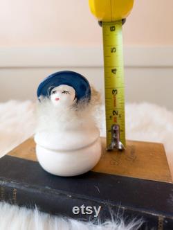 Vintage Flapper Girl with Feather Boa Trinket Box or Powder Jar I.W. Rice