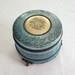 Vintage Floral Blue Footed Metal Musical Powder Box - Retro Shabby Cottage Weathered Darling Jewelry Box - Antique Style Home Decor