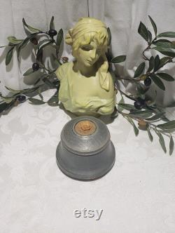 Vintage Floral Design Footed Aluminum Powder Puff Music Box Made In Switzerland Plays Wedding March Here Comes The Bride