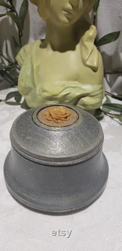 Vintage Floral Design Footed Aluminum Powder Puff Music Box Made In Switzerland Plays Wedding March Here Comes The Bride
