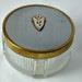 Vintage Floral Guilloche Enamel Powder Box Ribbed Glass Dresser Decor