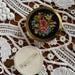 Vintage Floral Petit Point Brass Powder Compact Vienna