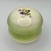 Vintage Floral Porcelain Powder Box Green and White with Flowers 3.75