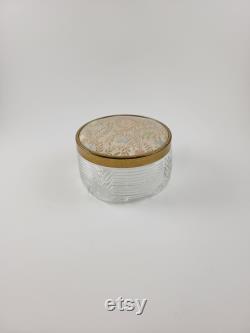 Vintage Floral and Gold Glass Powder Jar