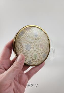 Vintage Floral and Gold Glass Powder Jar
