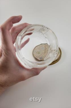 Vintage Floral and Gold Glass Powder Jar