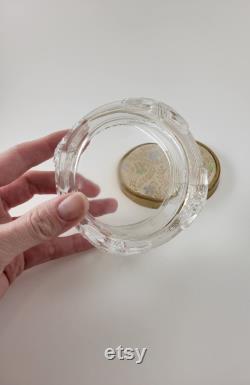 Vintage Floral and Gold Glass Powder Jar