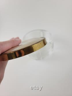 Vintage Floral and Gold Glass Powder Jar