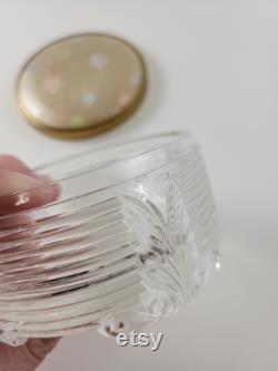 Vintage Floral and Gold Glass Powder Jar