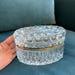 Vintage French Faceted Cut Crystal Vanity box Jewelry box 6.75 x4