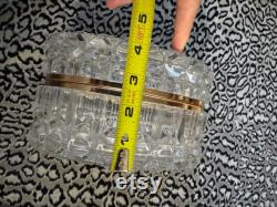 Vintage French Faceted Cut Crystal Vanity box Jewelry box 6.75 x4