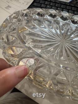Vintage French Faceted Cut Crystal Vanity box Jewelry box 6.75 x4