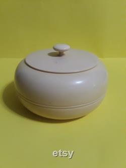 Vintage French Ivory Powder Dish with Lid Free Shipping