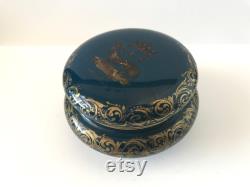 Vintage French J.P. Jean Pouyat Limoges Porcelain Hand-Painted Powder Box from Langeais w Queen Claude's Royal Crown Ermine Inventory Ch.
