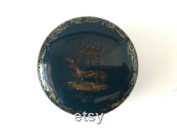 Vintage French J.P. Jean Pouyat Limoges Porcelain Hand-Painted Powder Box from Langeais w Queen Claude's Royal Crown Ermine Inventory Ch.