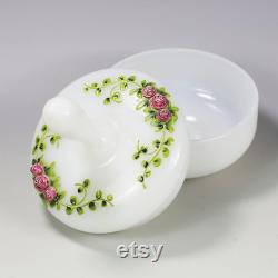 Vintage French Pierre Schneider white opaline glass powder or trinket Box