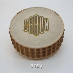 Vintage French Powder Box Caron Powder 1940's Powder Box Vanity Storage Poudre Mademoiselle Peau Fraiche