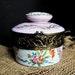 Vintage French Vanity Powder Jar Hand Painted Limoges and Brass Ormolu Dresser Box Trinket Jewelry Box Boudoir Chic