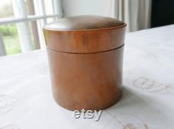 Vintage French Wood Powder Box, Treen Box, Cylindrical Box.