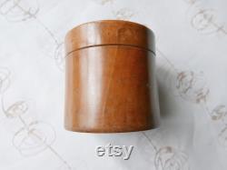 Vintage French Wood Powder Box, Treen Box, Cylindrical Box.