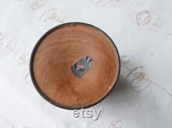 Vintage French Wood Powder Box, Treen Box, Cylindrical Box.