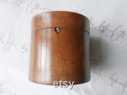 Vintage French Wood Powder Box, Treen Box, Cylindrical Box.