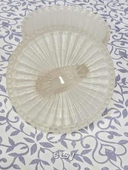 Vintage Frosted Glass Swan Powder Jar and Lipstick Holder, Jeanette Glass Company