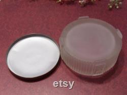 Vintage Frosted Glass Trinket Box Mid Century Gold Tone Floral Jar