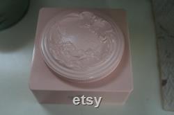 Vintage Full Evyan Pink Powder Box with White Shoulders Dusting Powder and Powder Puff, Art Nouveau Style Powder Box, Victorian Vanity