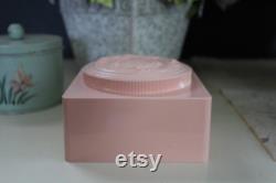 Vintage Full Evyan Pink Powder Box with White Shoulders Dusting Powder and Powder Puff, Art Nouveau Style Powder Box, Victorian Vanity
