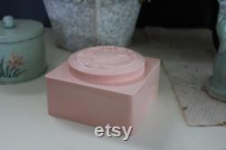 Vintage Full Evyan Pink Powder Box with White Shoulders Dusting Powder and Powder Puff, Art Nouveau Style Powder Box, Victorian Vanity