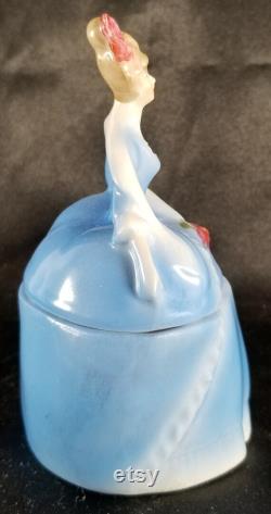 Vintage German Erphila Porcelain Madame Pompadour Figural Powder Box