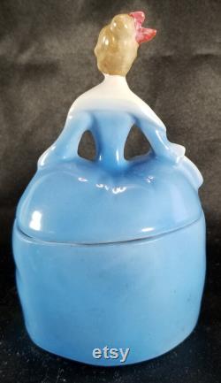 Vintage German Erphila Porcelain Madame Pompadour Figural Powder Box