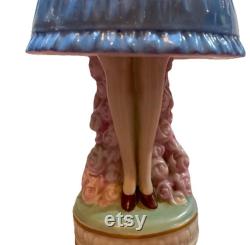 Vintage German Half Doll Figural Powder Box Dresser Jar Art Deco Pink Blue