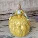 Vintage German Powder Pot Victorian Lady Yellow Dress Antique Victorian Gifts Vanity Gift Ideas