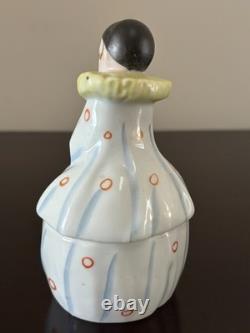 Vintage German porcelain Pierrette / Pierrot trinket / powder box Art Deco