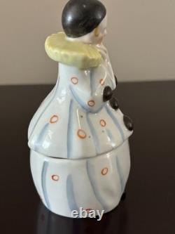 Vintage German porcelain Pierrette / Pierrot trinket / powder box Art Deco