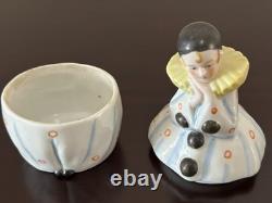 Vintage German porcelain Pierrette / Pierrot trinket / powder box Art Deco