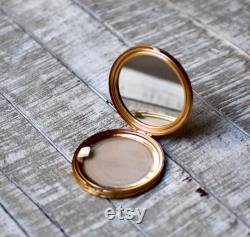 Vintage Gilded Powder Box Pocked Mirror Vintage Gift Retro Fashion