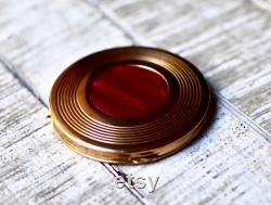 Vintage Gilded Powder Box Pocked Mirror Vintage Gift Retro Fashion